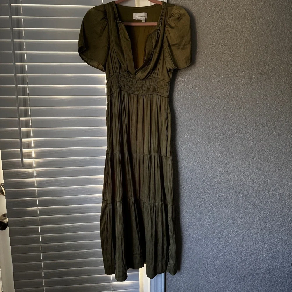 SUMMER COLLECTION ANTHROPOLOGIE Olive Green Maxi Dress Somerset collection - Picture 10 of 14